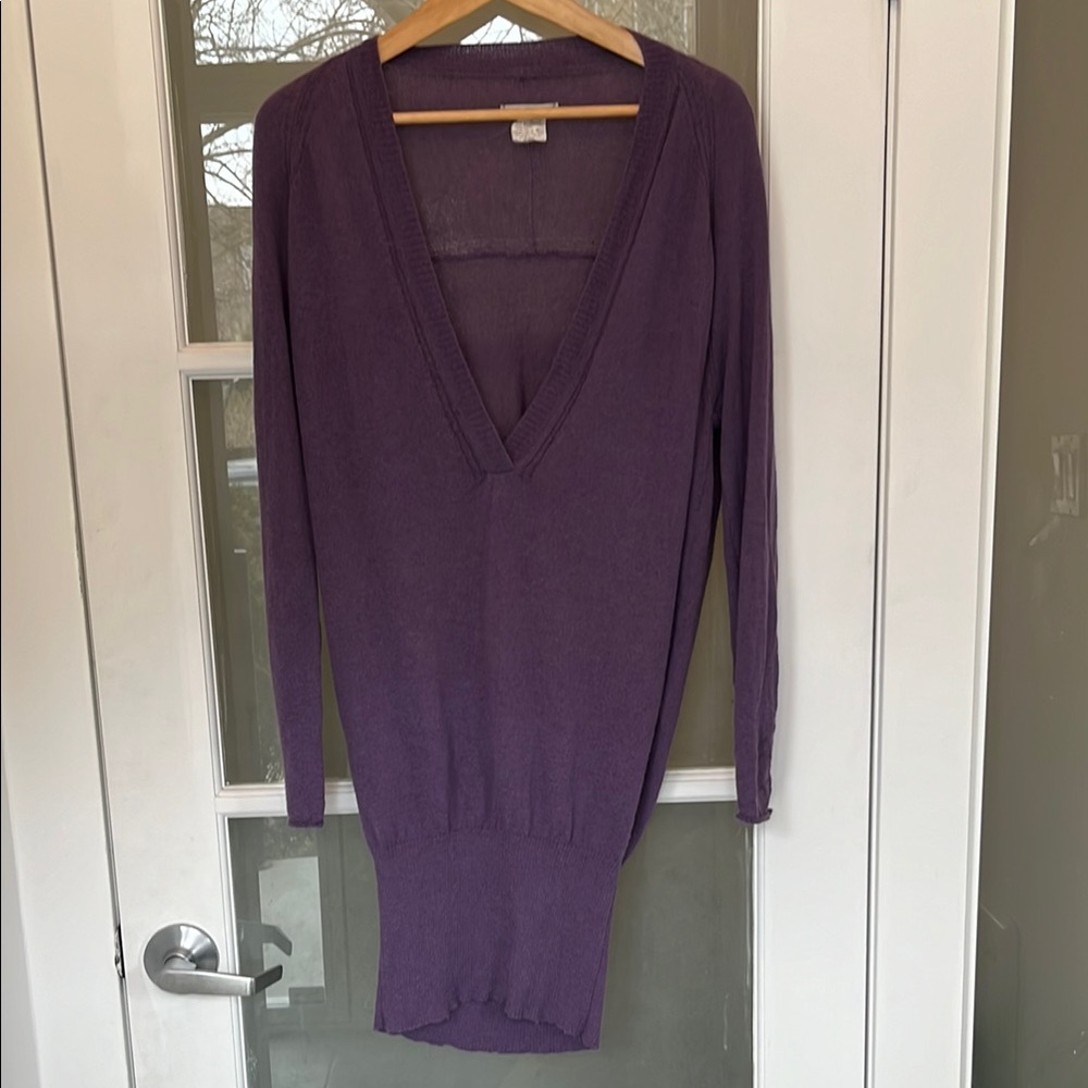 SARAH PACINI purple v-neck sweater dress, one size